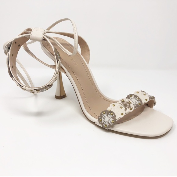Coach Floral Embellished Ankle Strap Heels – Size 9.5B – Ivory/Nude - Picture 2 of 12